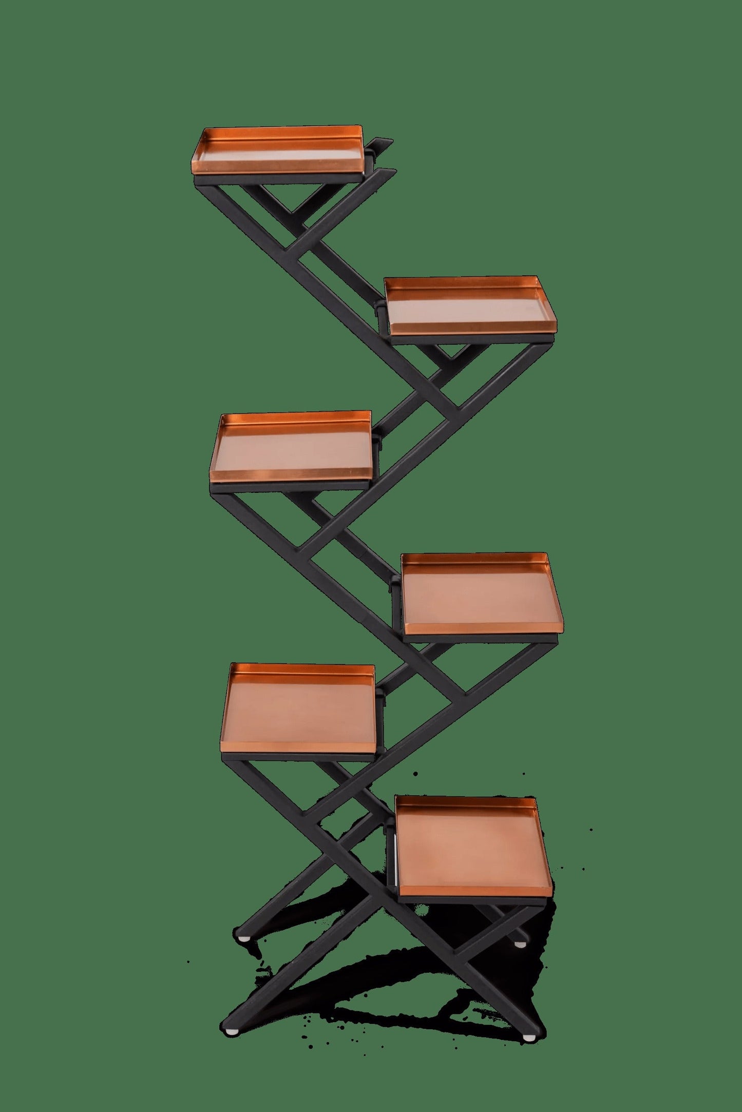 Crisscross Cascading Plant Stand with Copper Trays