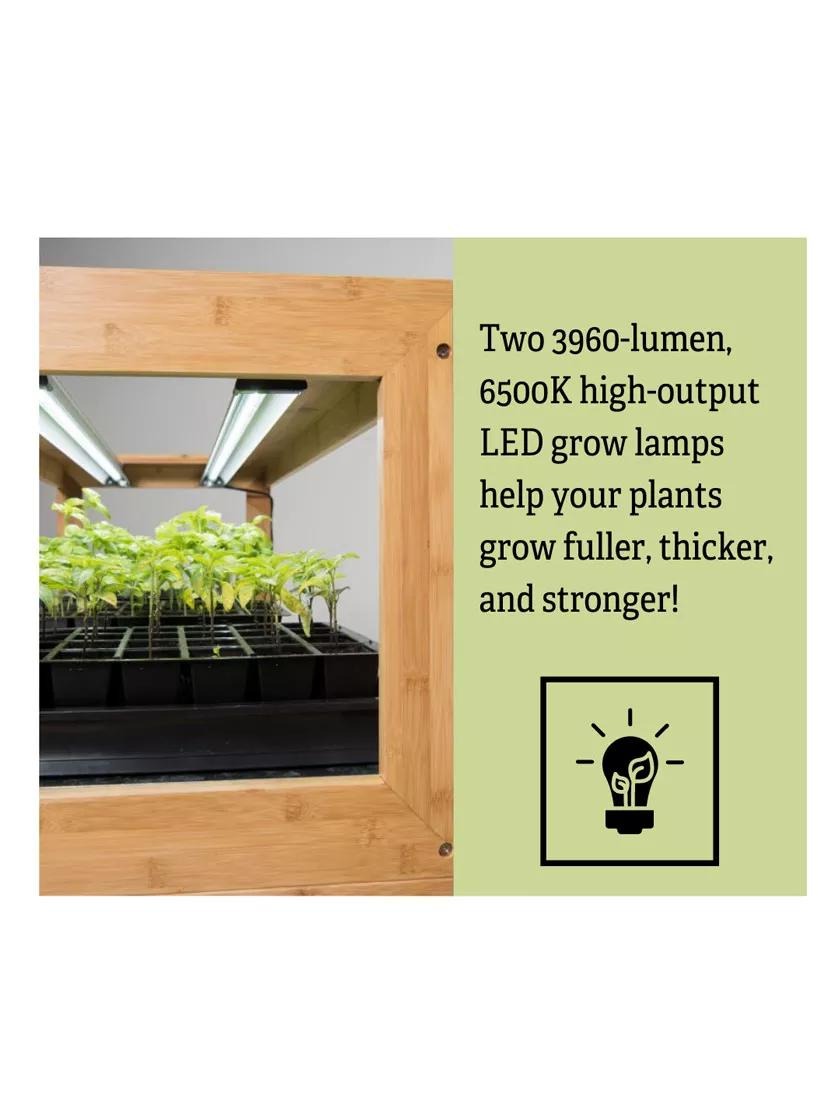 Low Bamboo LED Grow Light Garden