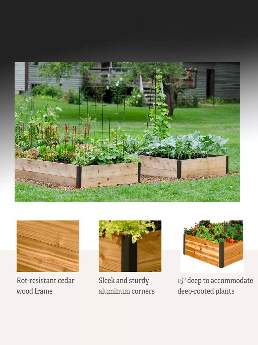 Deep RootTM Cedar Raised Beds, 4' Wide (14.5" D)