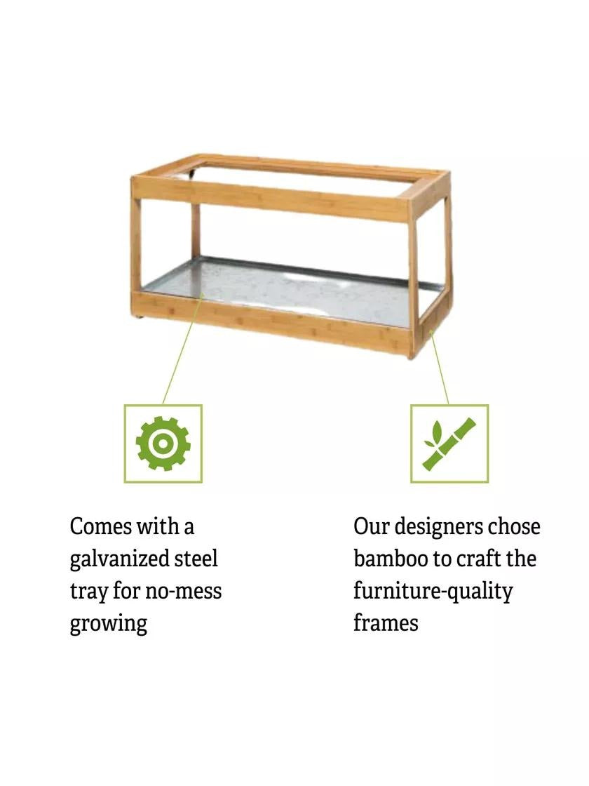 Low Bamboo LED Grow Light Garden
