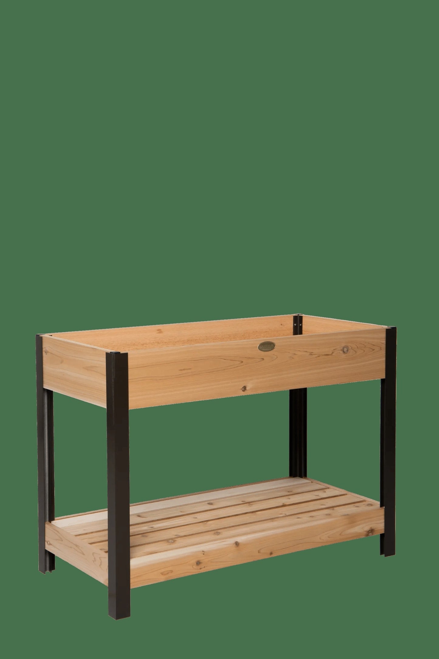 Elevated Cedar Patio Garden with Shelf, 2' x 4'