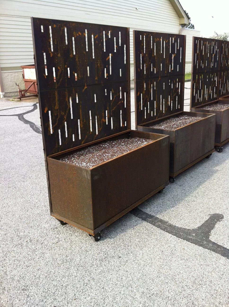 Nice Corten Trough Planters with Privacy Screen