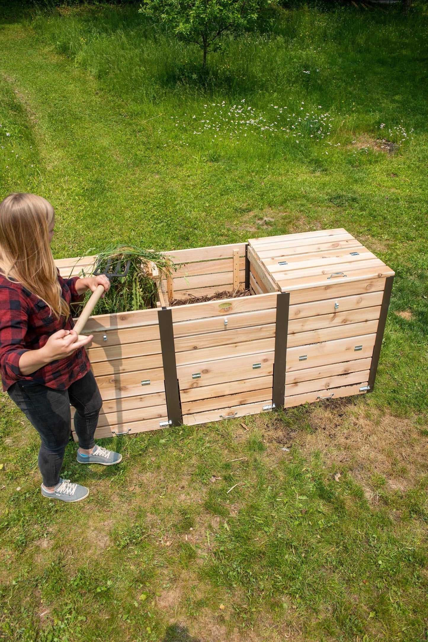 Cedar Three Bin Composter