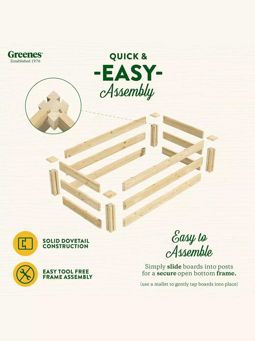 Pine Raised Garden Bed, 2'x4'x10.5" High