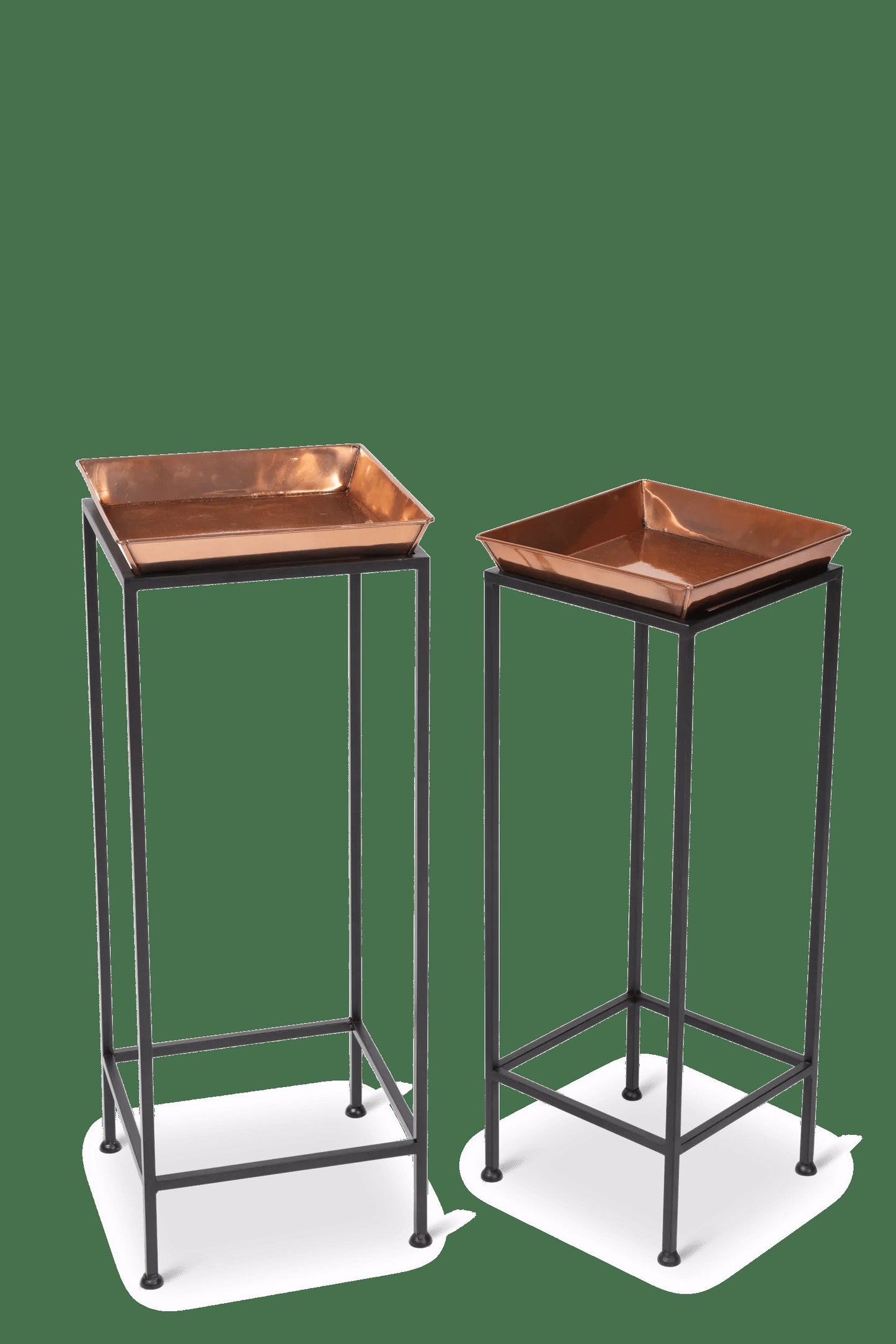 Square Nesting Plant Stands with Trays, Set of 2