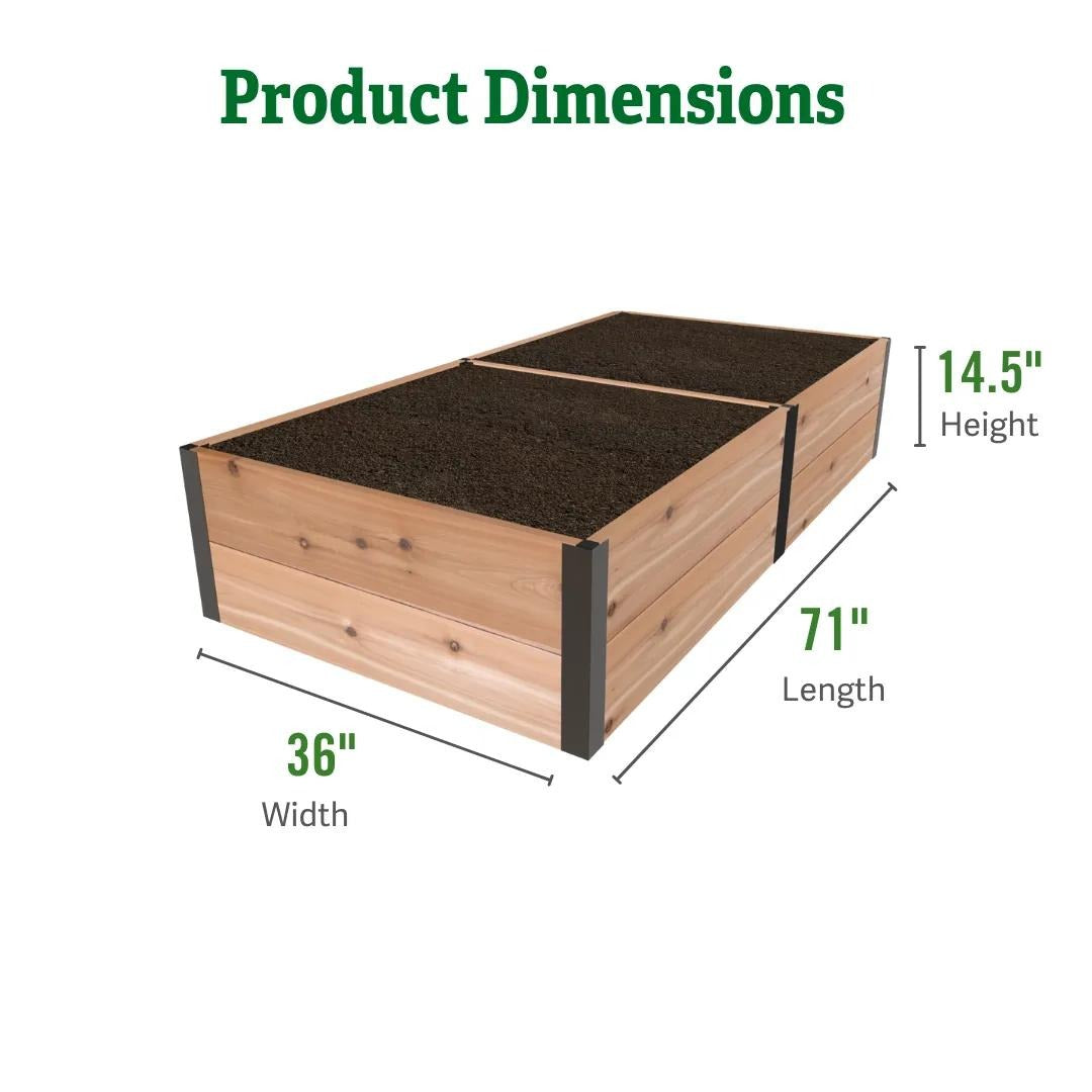 Deep RootTM Cedar Raised Beds, 3' Wide (14.5" D)