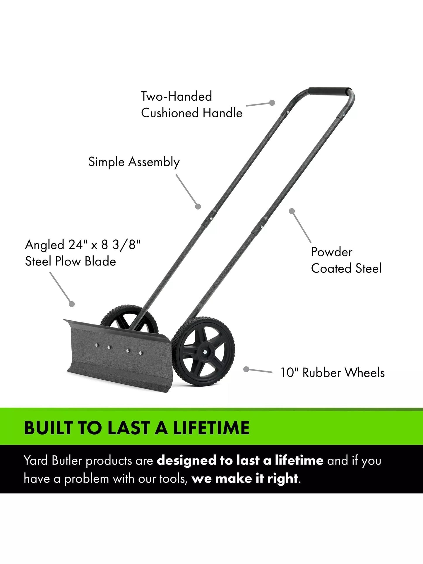 Yard Butler® Ultimate Snow Plow with Wheels