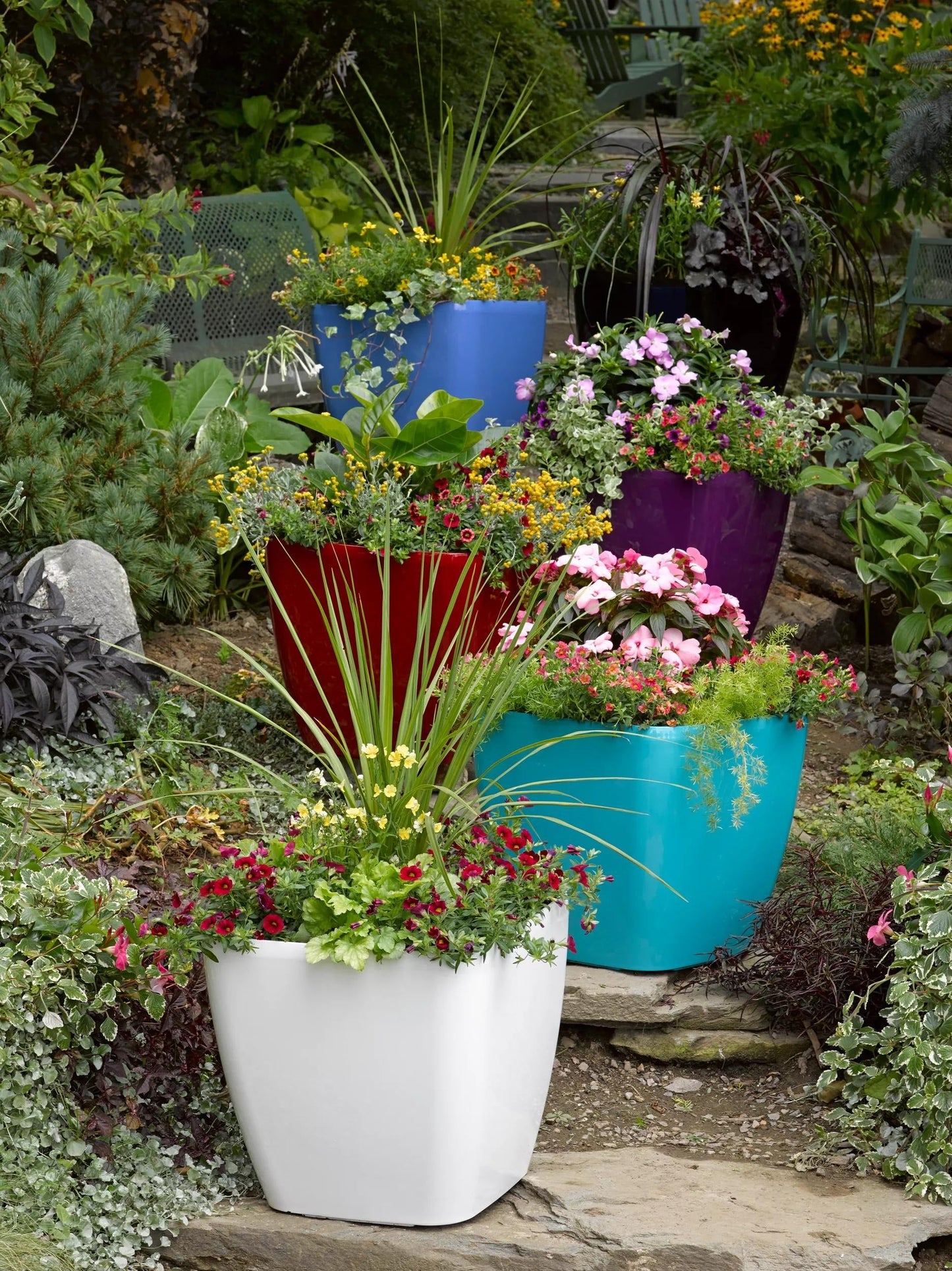 VivaTM Square Self-Watering Rolling Planter, 17.5" Diameter