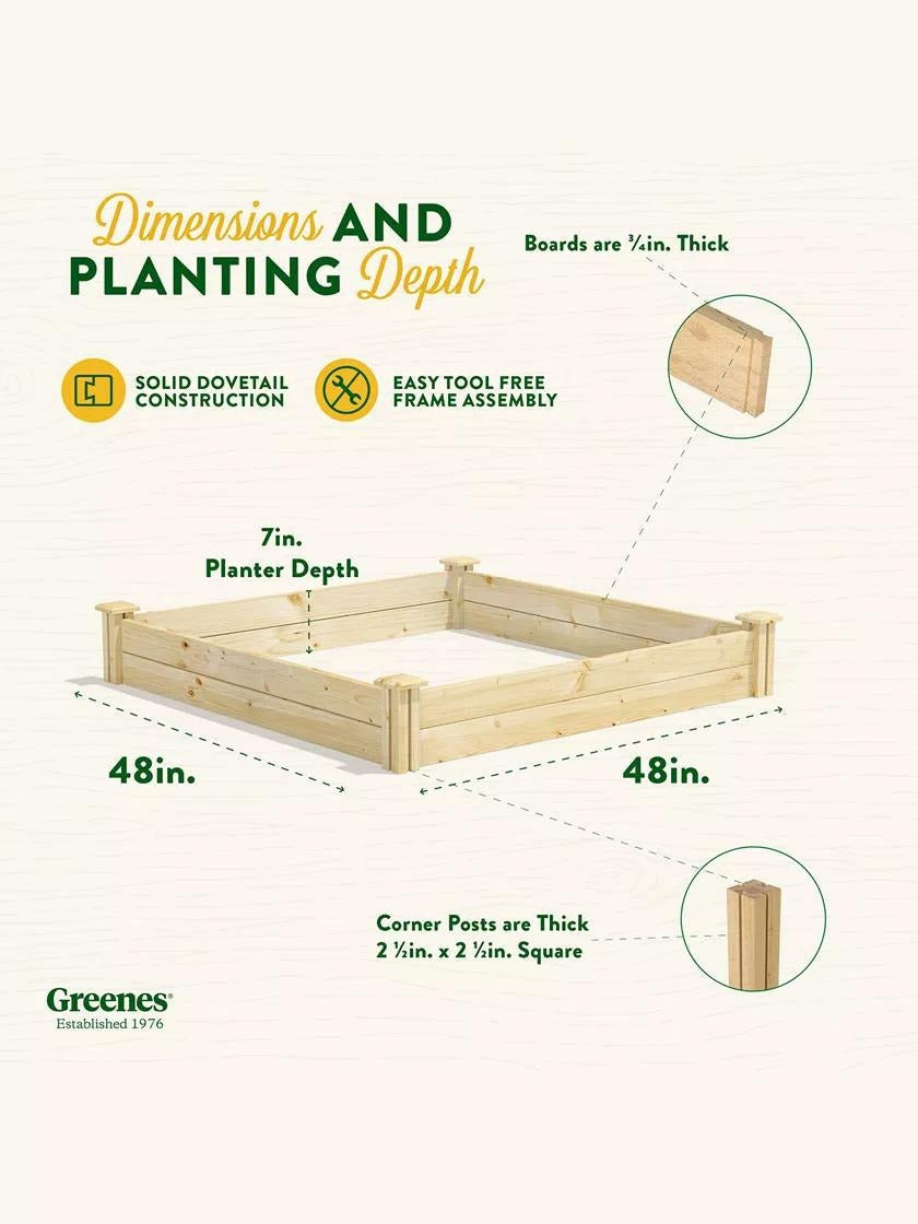 Pine Raised Garden Beds, 4'x4'
