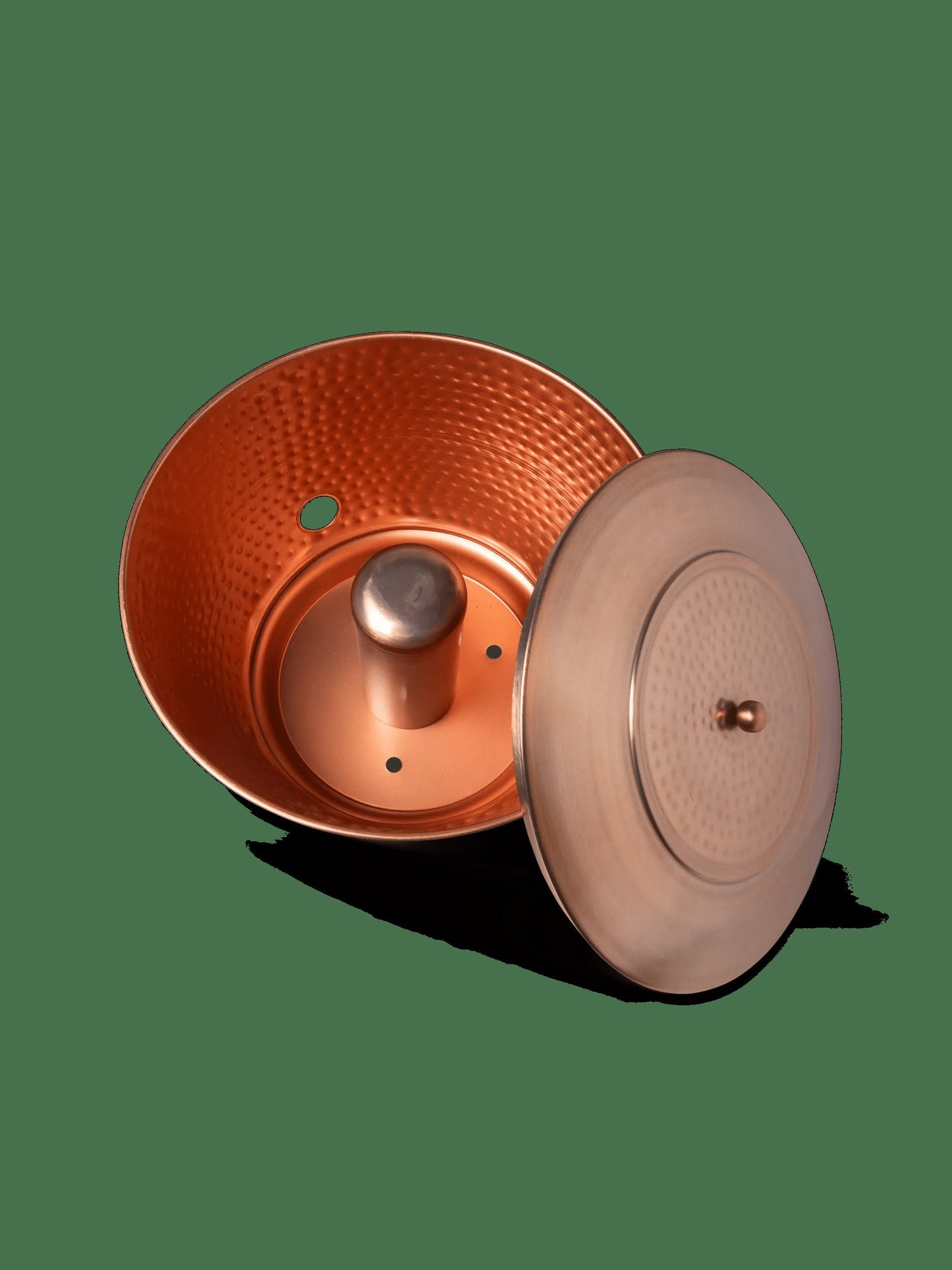 Hammered Copper Hose Pot with Lid