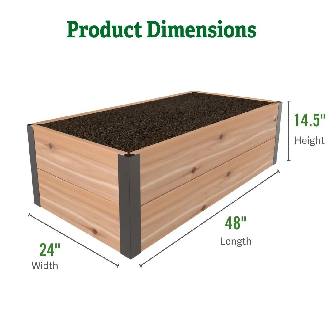 Deep RootTM Cedar Raised Beds, 2' Wide (14.5" D)