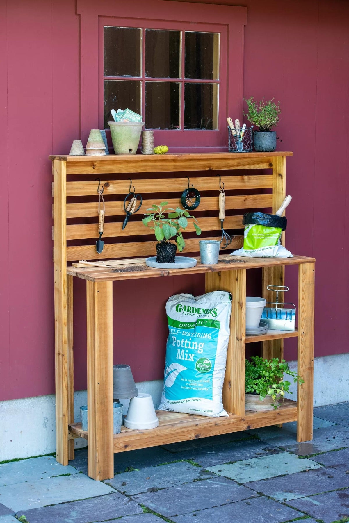 Gardeners Supply Tall Cedar Potting Bench