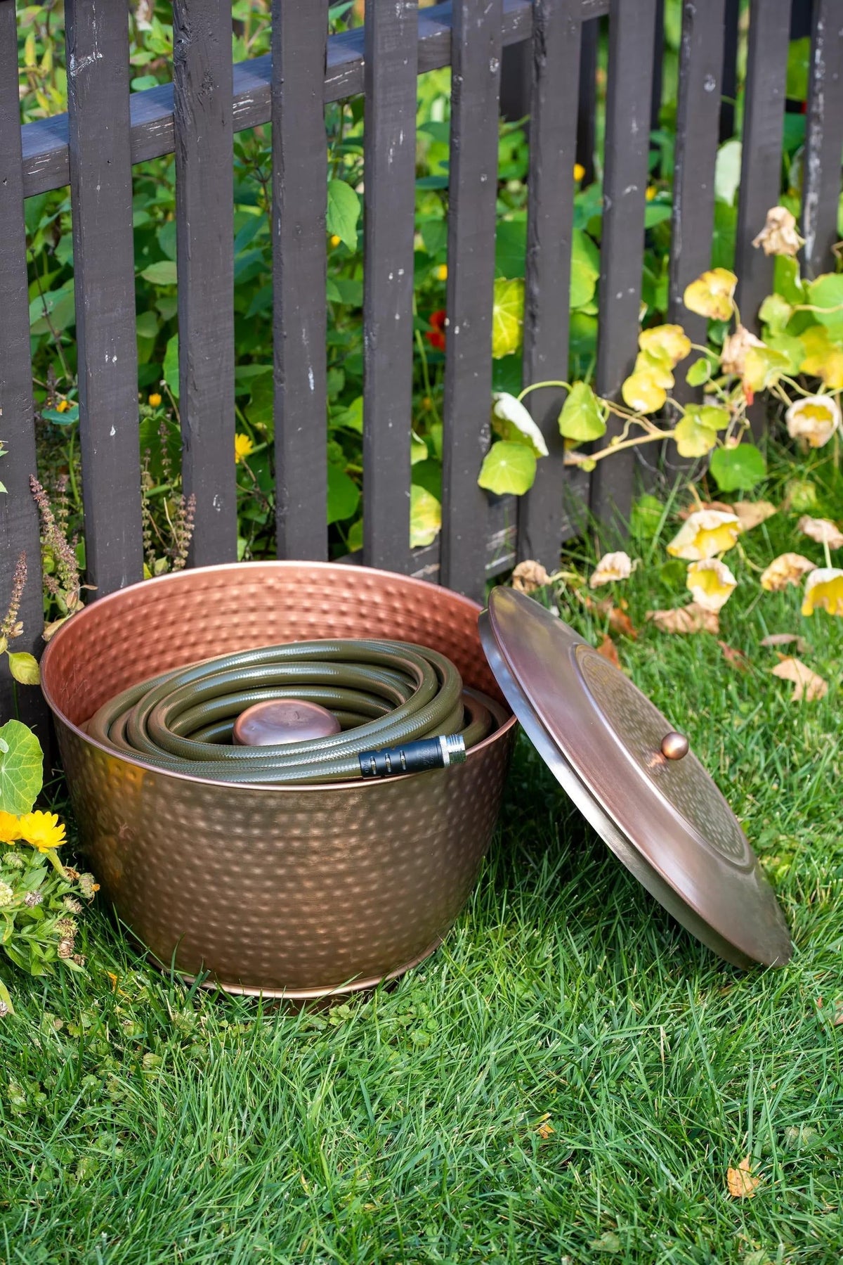 Hammered Copper Hose Pot with Lid