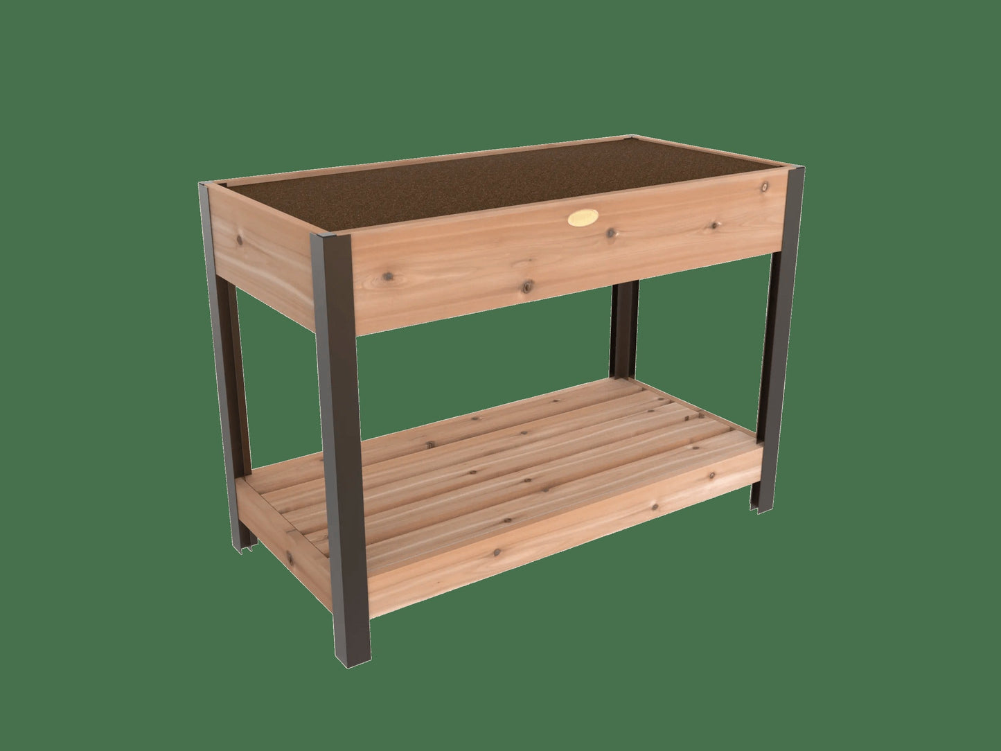 Elevated Cedar Patio Garden with Shelf, 2' x 4'