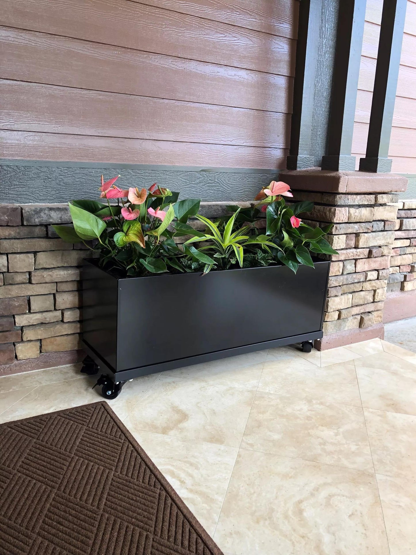 Nice Aluminum Trough Planter with Casters