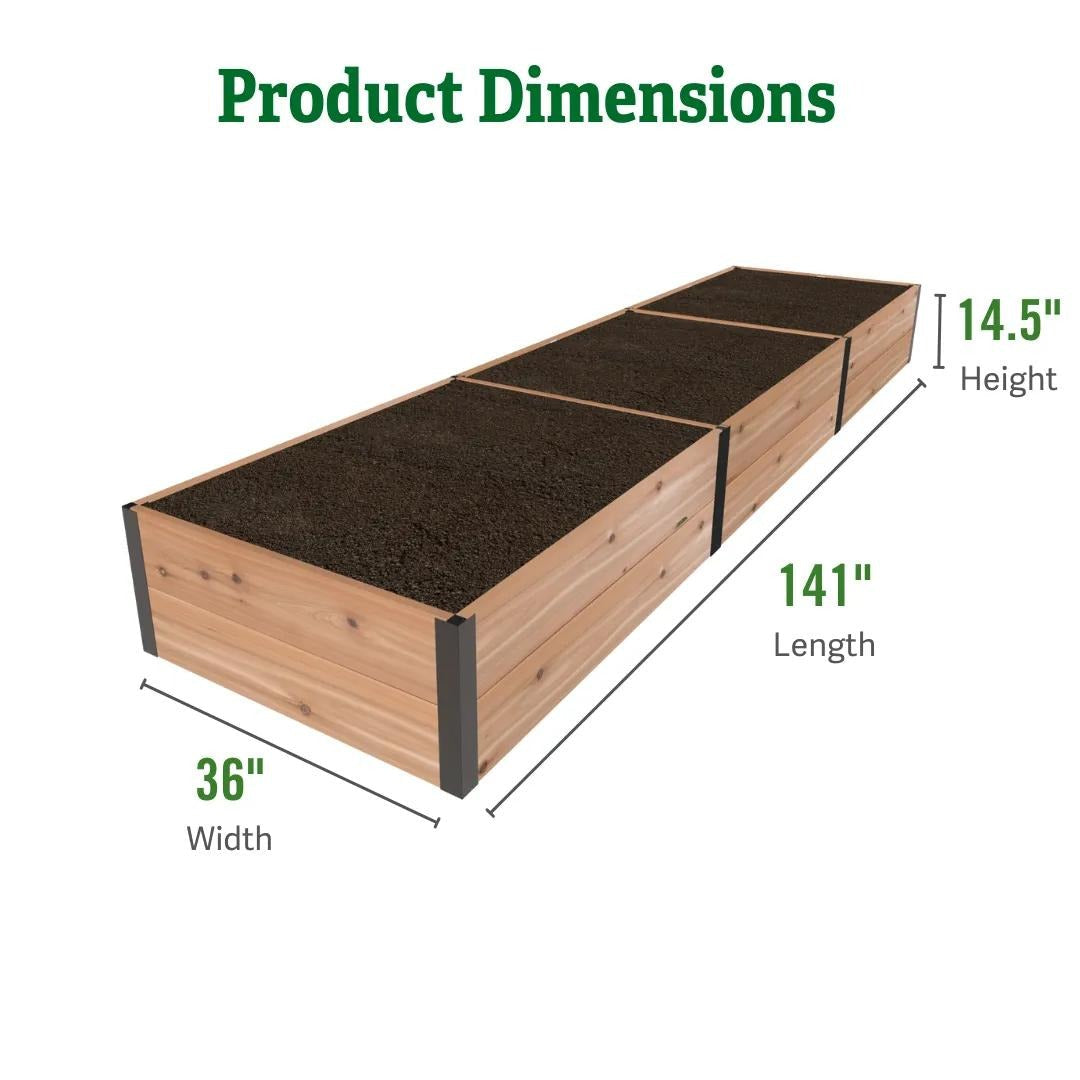 Deep RootTM Cedar Raised Beds, 3' Wide (14.5" D)